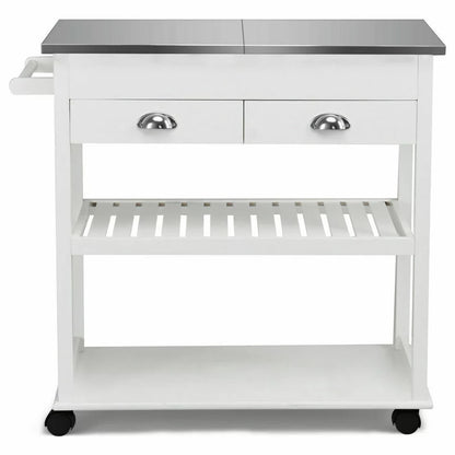 Kitchen Trolley: 34.5'' Kitchen Cart with Stainless Steel Top