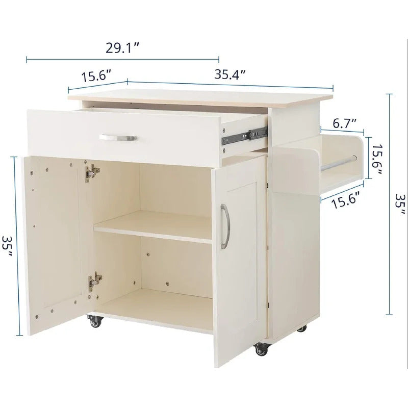 Kitchen Trolley: 35.4'' with Locking Wheels