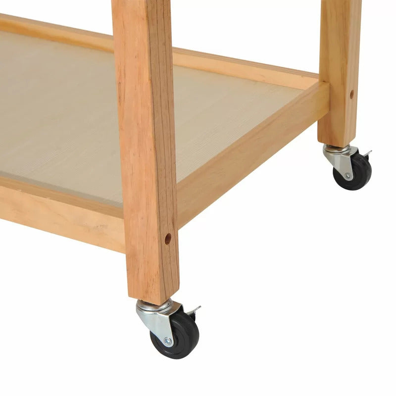 Kitchen Trolley: 44.5'' Solid Wood Kitchen Cart and Locking Wheels