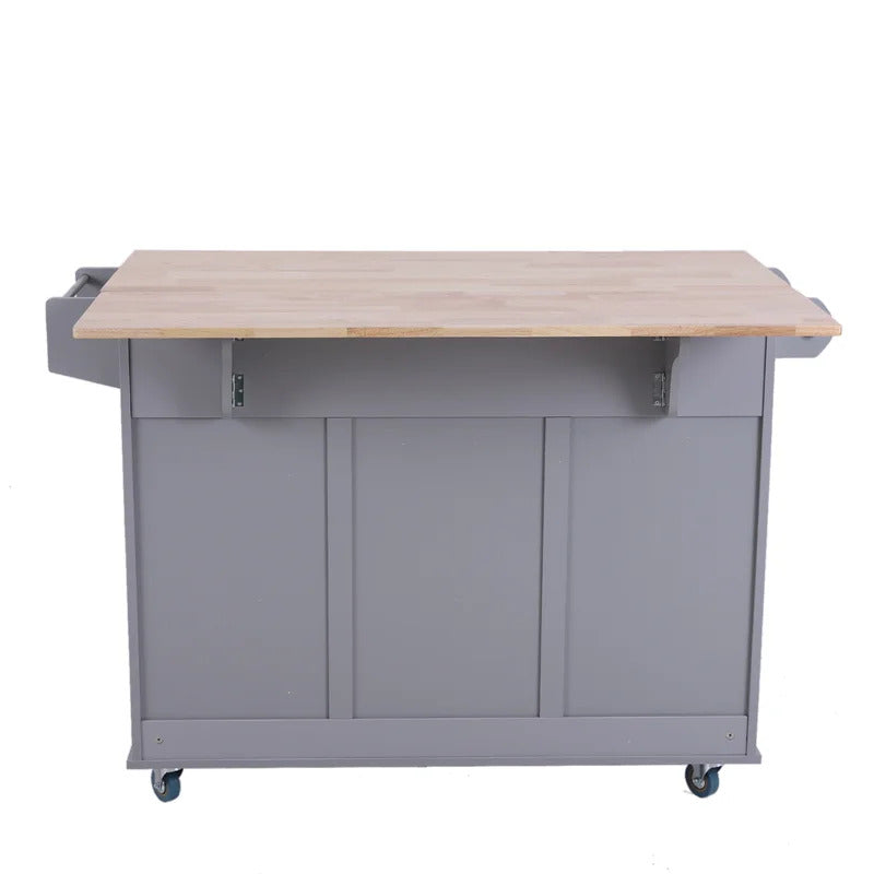 Kitchen Trolley: 44'' with Solid Wood Top and Locking Wheels