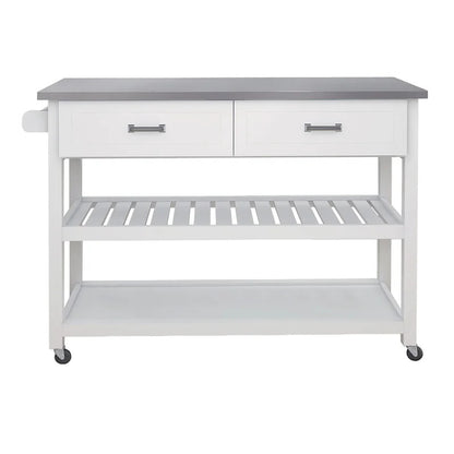 Kitchen Trolley:  47.25'' Kitchen Cart with Stainless Steel Top and Locking Wheels