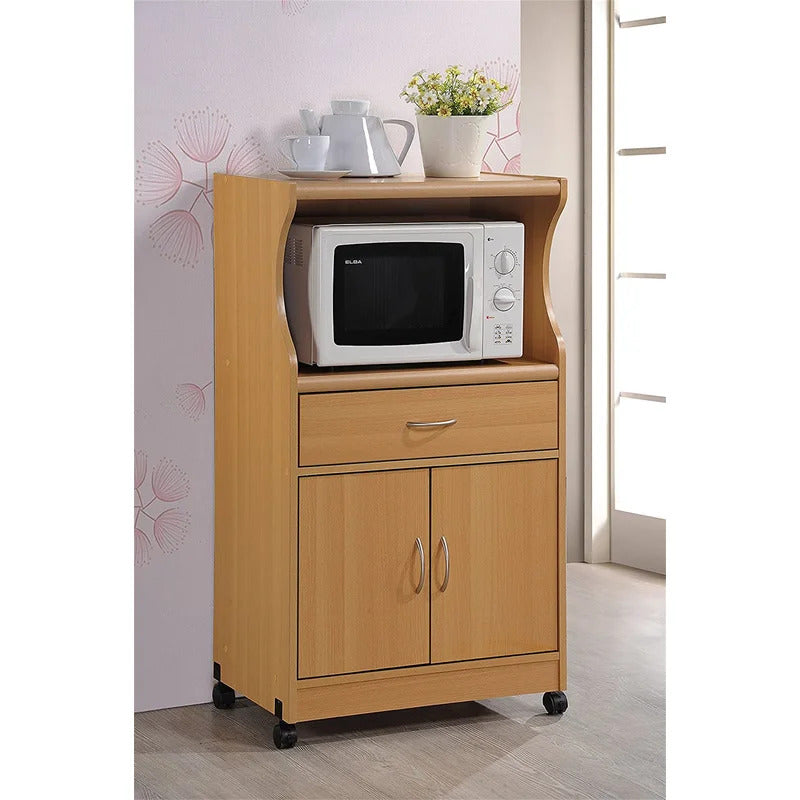 Kitchen Trolley: Microwave Cart With One Drawer, Two Doors, And Shelf For Storage