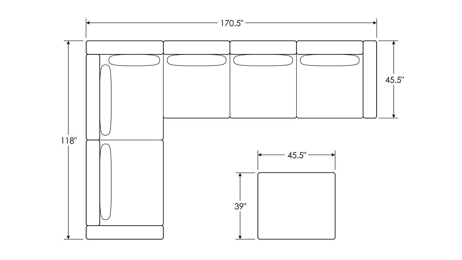 L Shape Sofa Set: L Shaped Sofa with Ottoman Fabric (Beige)