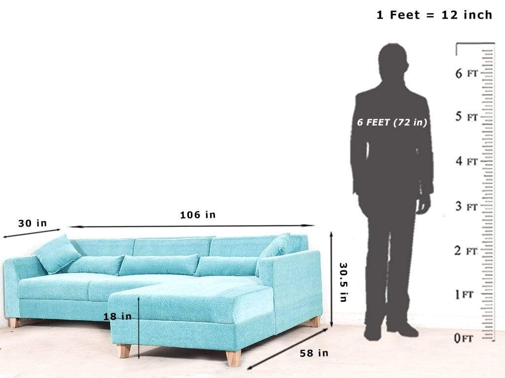 L-Shape Sofa Set : Sectional 4 Seater Fabric Sofa Set  (Blue)