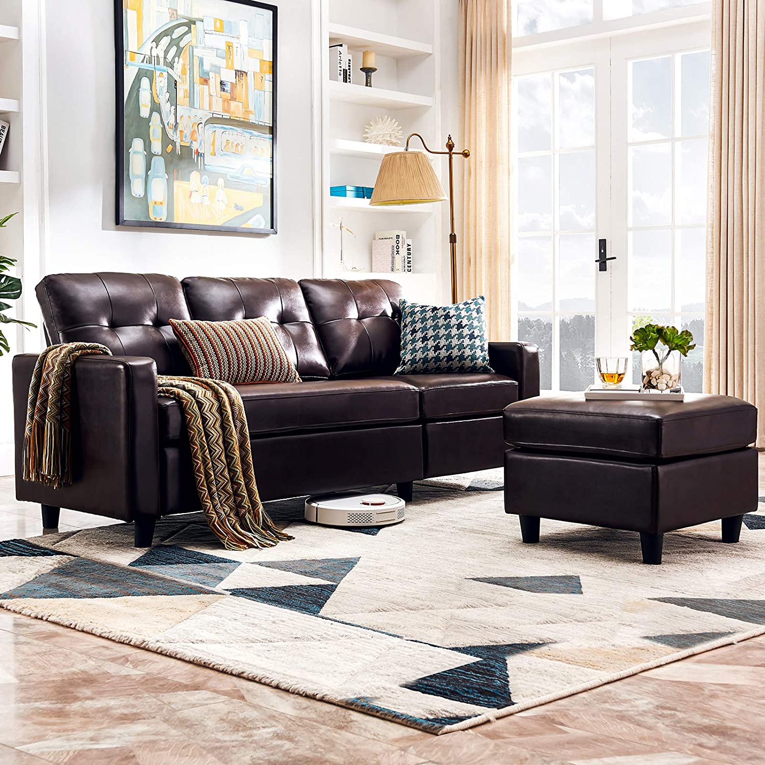 Leatherette Sectional Sofa Couch