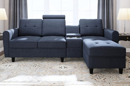 L Shape Sofa Set: Denim Blue L Shape Sofa Set