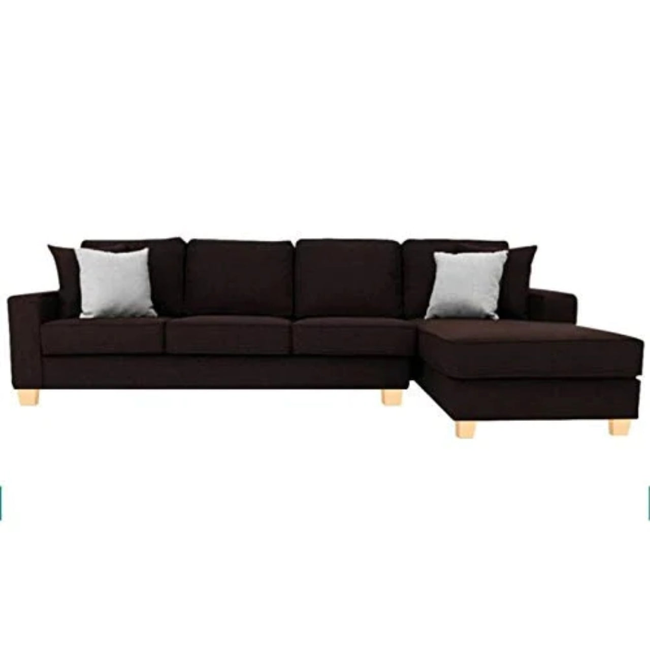 L Shape Sofa Set- Extra Large Fabric Sofa Set (Dark Brown)