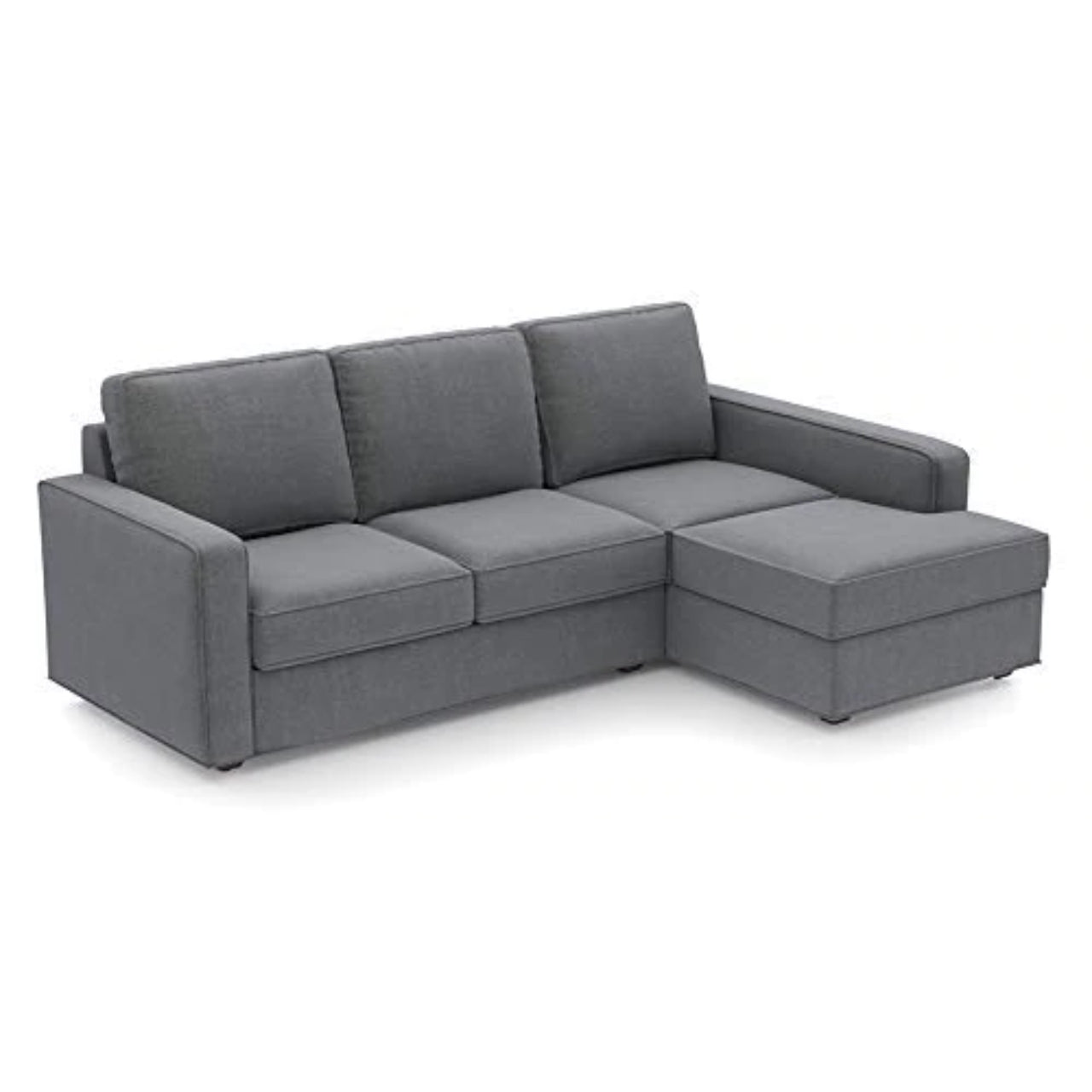 L Shape Sofa Set- Hardwood Lounger Fabric Sofa Set ( Dark Grey)