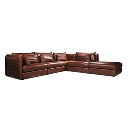 L Shape Sofa Set- Kinley Leatherette Sofa Set (Dark Brown)