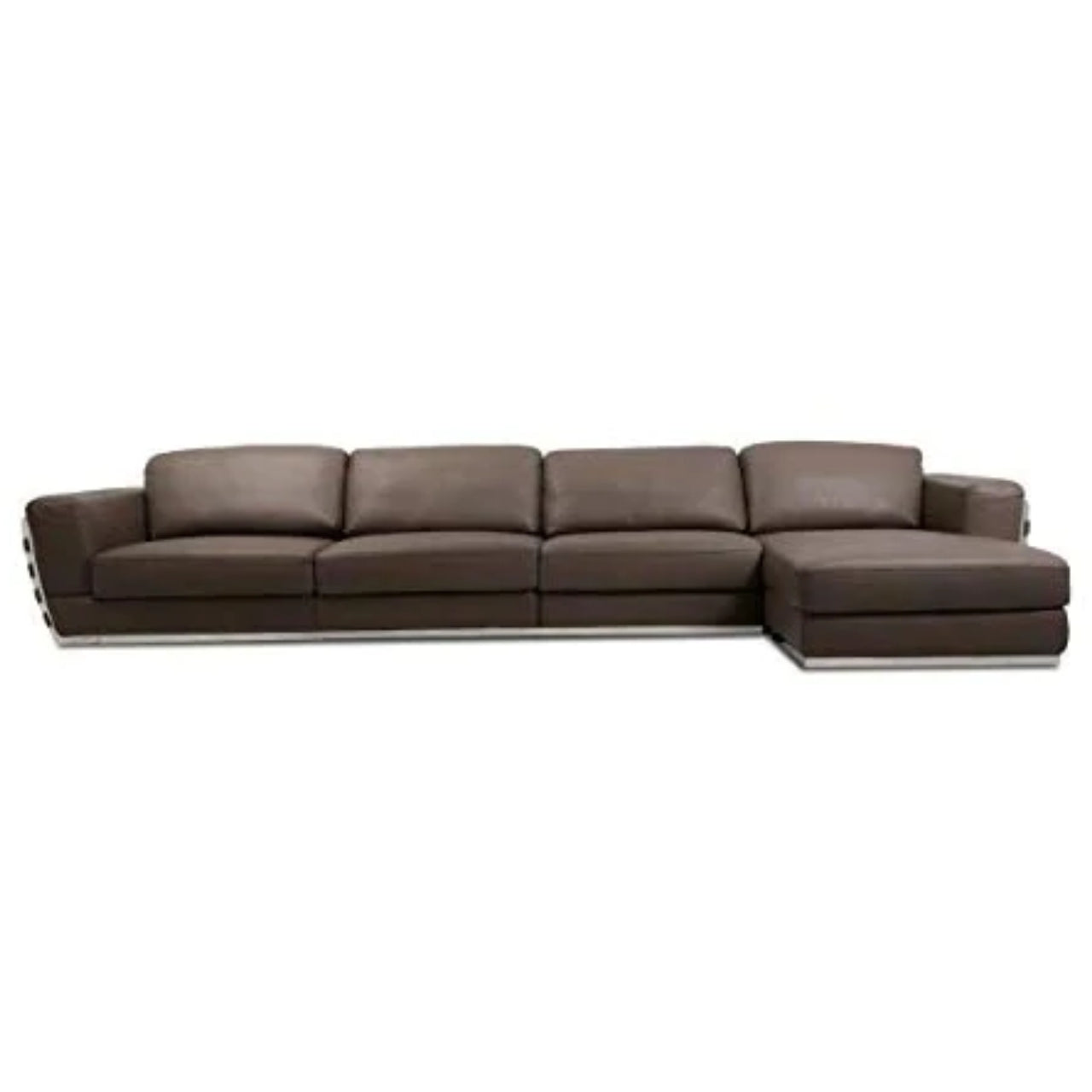 L Shape Sofa Set- Kinley Sleeper Sectional Leatherette Sofa Set (Brown)