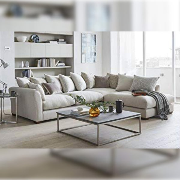 L Shape  Sofa Set- Largein Fabric Sofa Set  (Cream