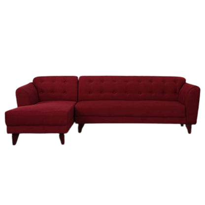 L Shape Sofa Set-  Lessee  Fabric Sofa Set with Lounger  (Garnet Red)