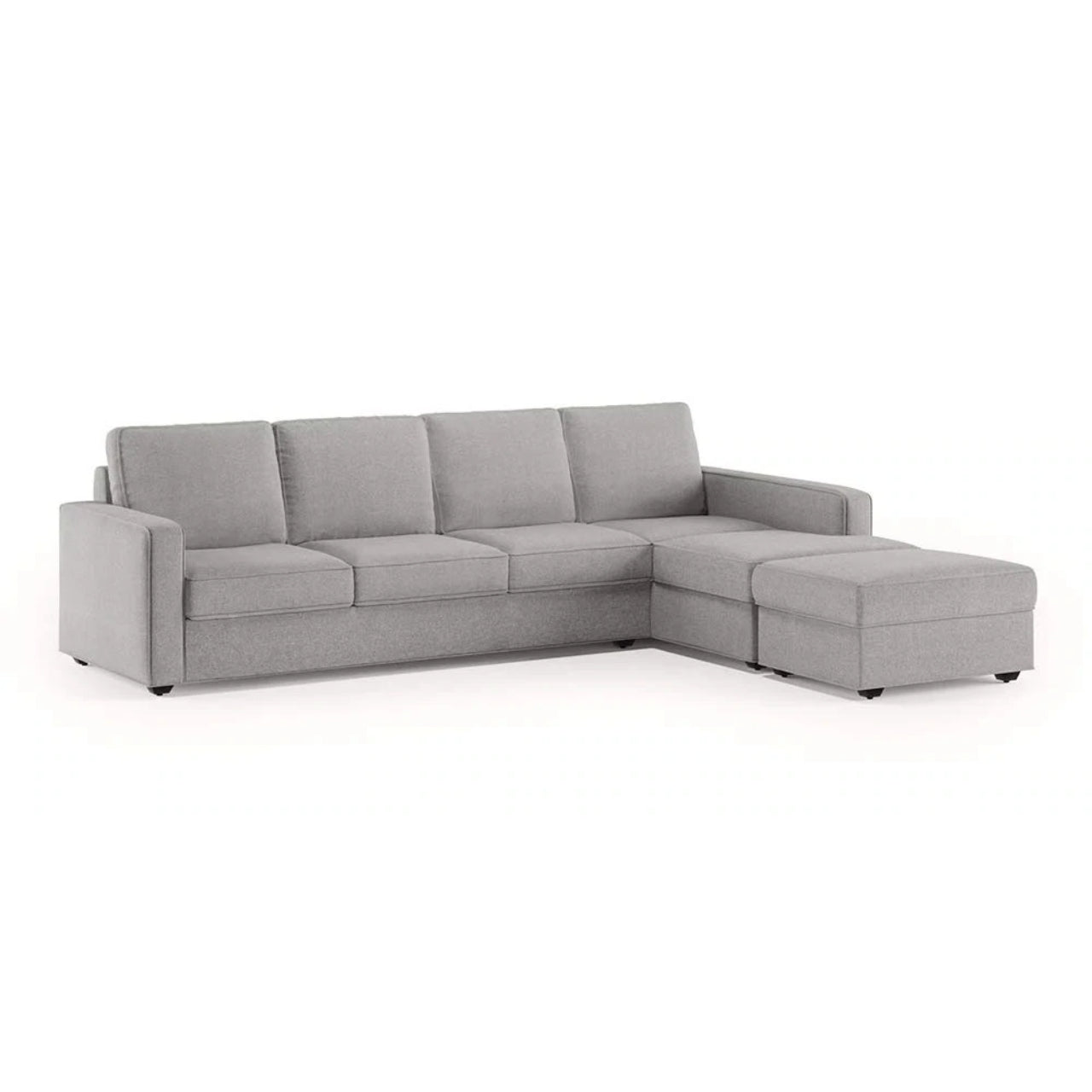 L Shape Sofa Set- Lounger Vapour Fabric Sofa Set + Ottoman (Grey)