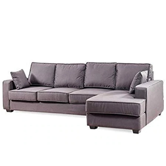 L Shape Sofa Set-Lounger Wood, Foam and Fabric Sofa Set (Charcoal Grey)