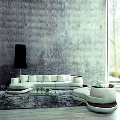 L Shape Sofa Set- Luxury Leatherette Sofa Set Sectional with Single Chaise (White)
