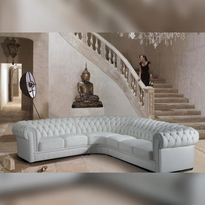 L Shape Sofa Set- Luxury Paris Transitional Tufted Leatherette 
