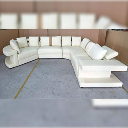 L Shape Sofa Set- Modern Corner Leatherette Sofa Set (Off White)