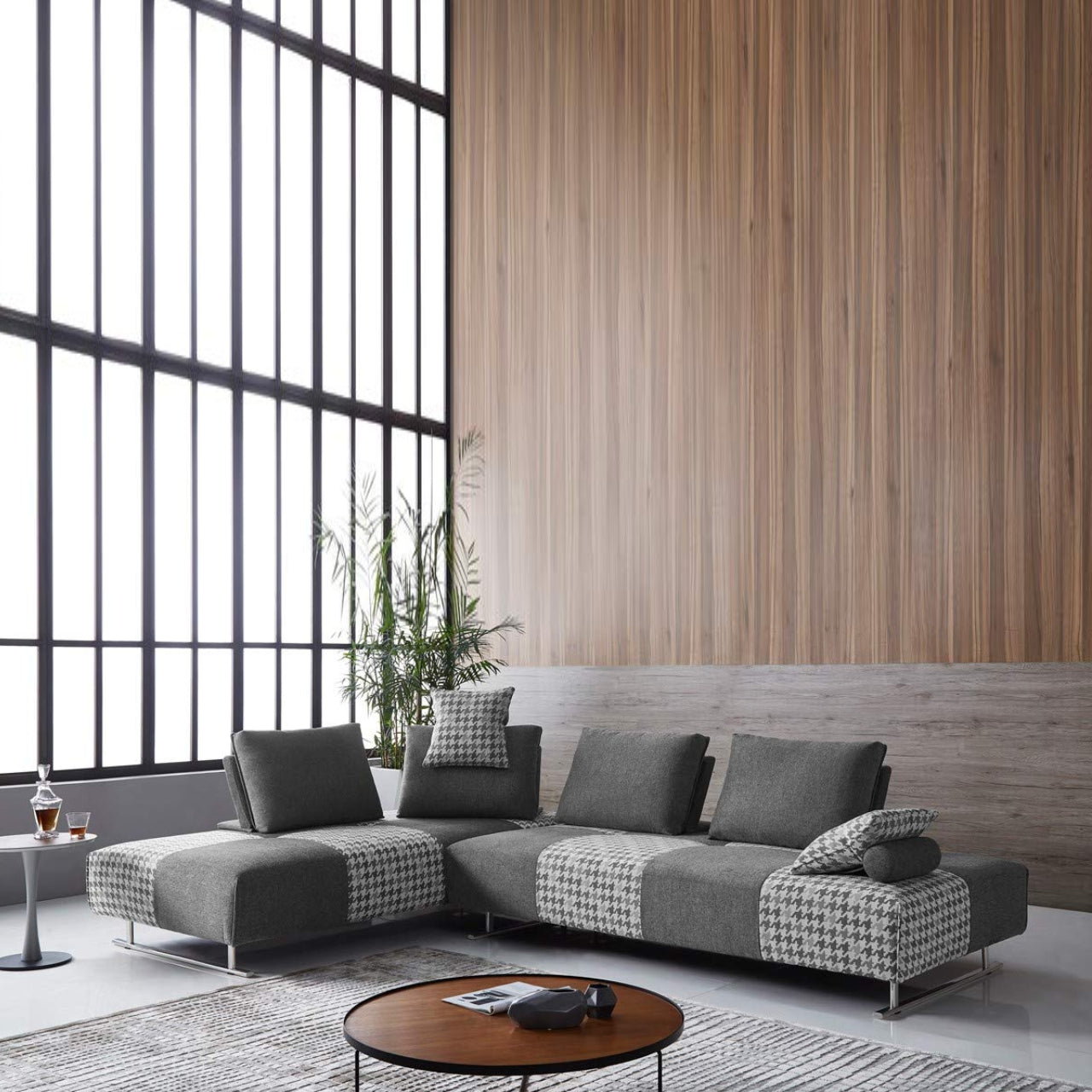 L Shape Sofa Set- Modern Sectional Fabric Sofa Set, (Grey)