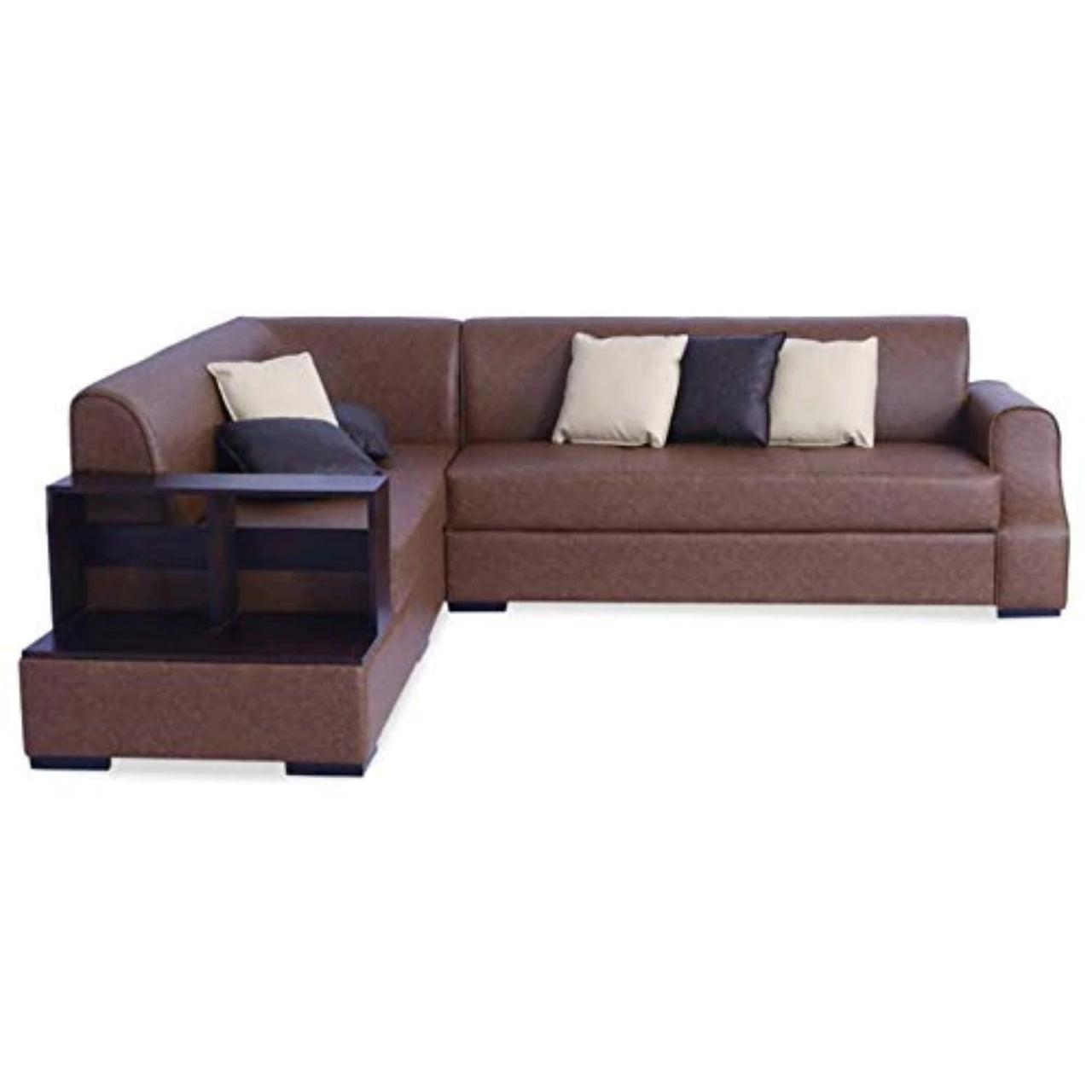 L Shape Sofa Set:- Munix Sectional Leatherette Sofa Set-RHS (Tan Brown)