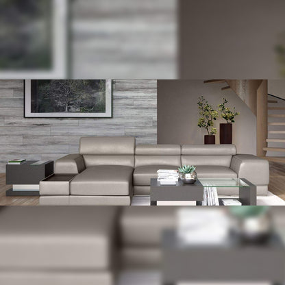 L Shape Sofa Set- Niki Sectional Leatherette Sofa Set (Gray)