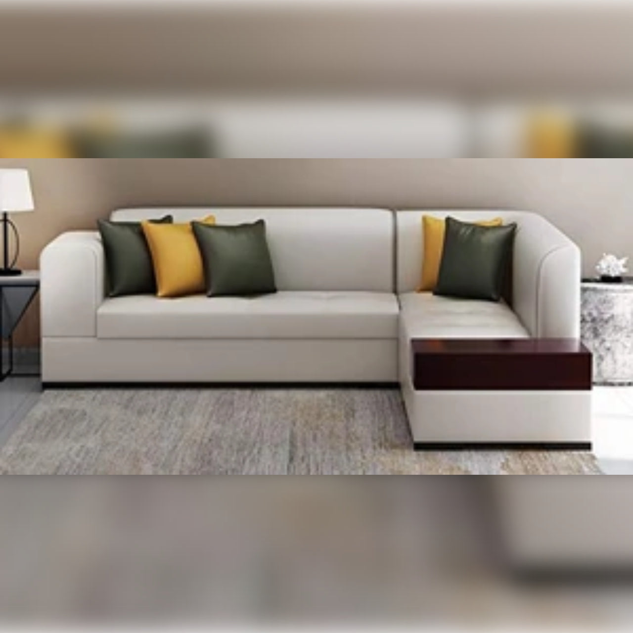 L Shape Sofa Set- Premium Sectional Leatherette Sofa Set - LHS (Light Grey)