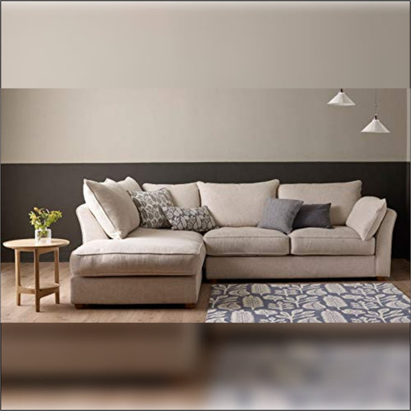 L Shape Sofa Set- Silvana Corner Fabric Sofa Set (Off White)