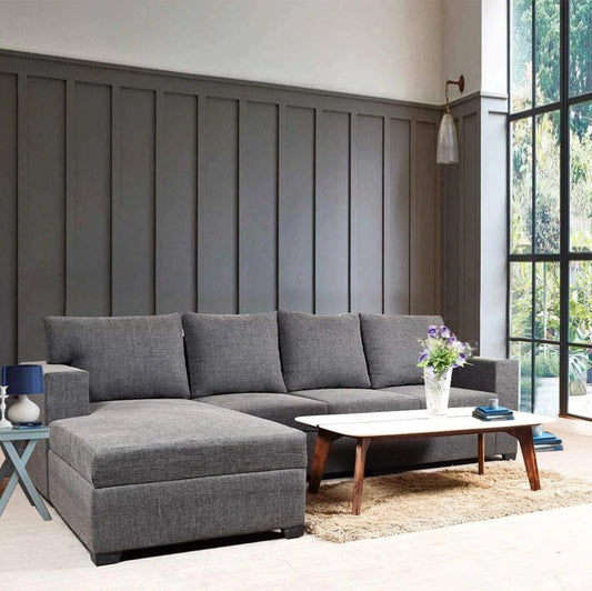 L Shape Sofa Set- Volex Sectional Fabric Sofa Set- LHS, (Grey)