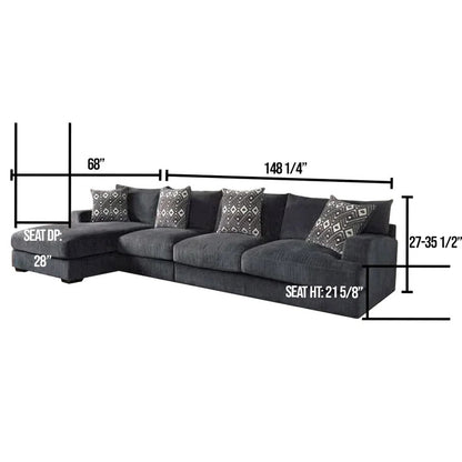 L Shape Sofa Set: 117" Wide Modular Corner Sectional 6 Seater Sofa 