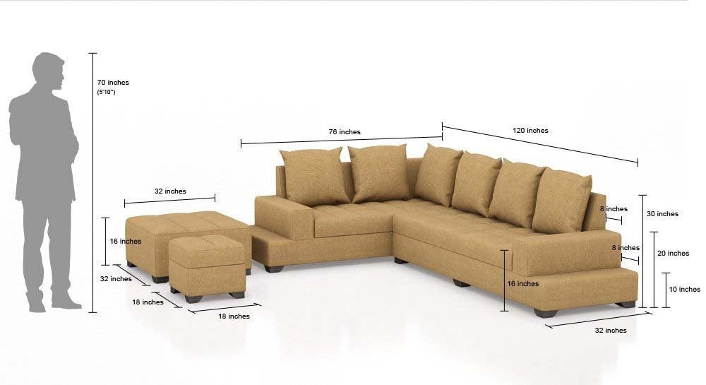 L Shape Sofa Set  Cordora (3+1+1) Polyurethane Fabric Sofa Set (Brown)