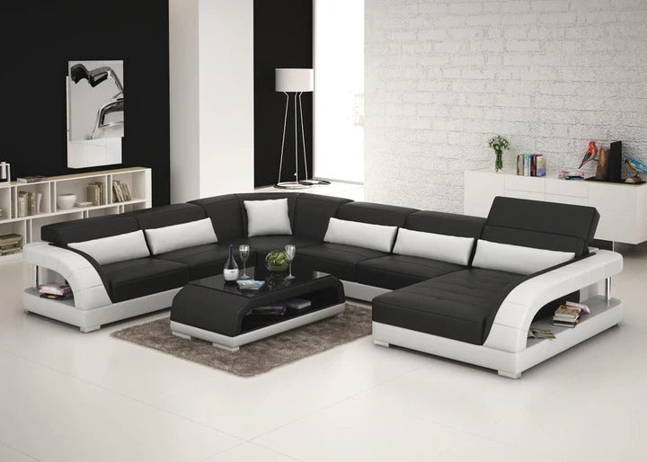 L Shape Sofa Set : Entile Leatherette 5 Seater Sofa Set