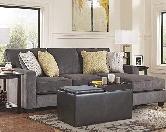 L Shape Sofa Set:- Fabric Sofa Set (Dark Grey)