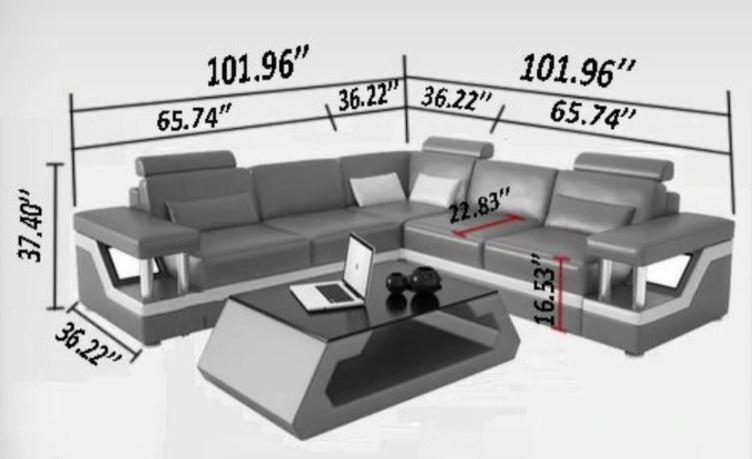 L Shape Sofa Set:- Fully Customizable Leatherette Sofa Set (Cream & Black)