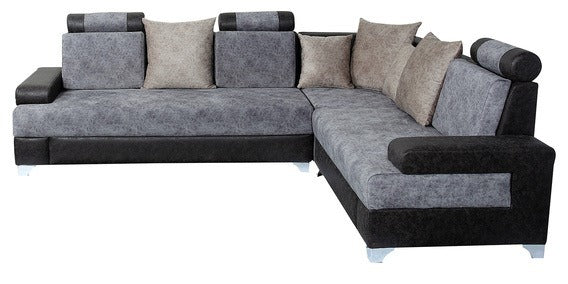 L Shape Sofa Set: GREY Sectional Fabric Sofa Set