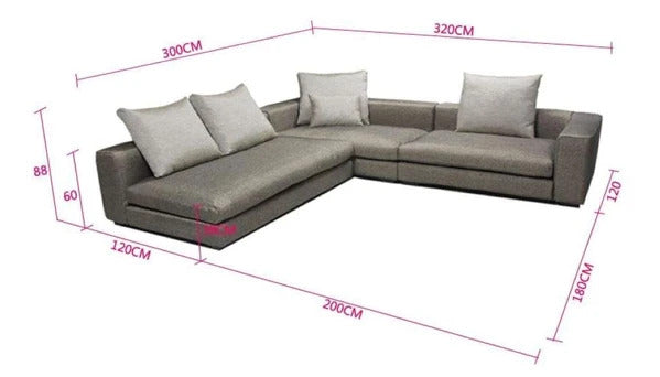 L Shape Sofa Set:- Hardwood Corner Fabric Sectional Sofa, Standard Size, (Grey)