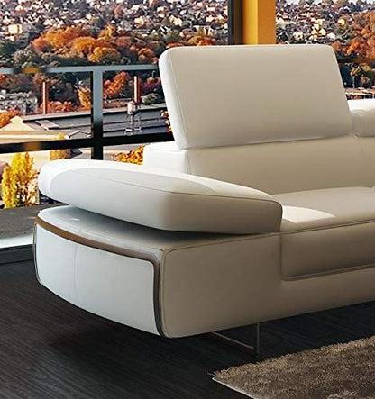 L Shape Sofa Set:- Italian Sectional Leatherette Sofa Set (White)