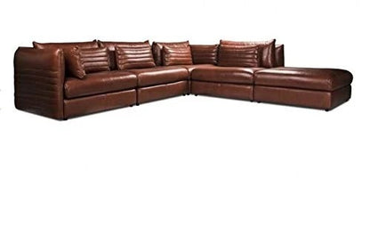 L Shape Sofa Set Kinley Leatherette Sofa Set (Dark Brown)
