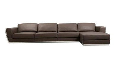 L Shape Sofa Set:- Kinley Sleeper Sectional Leatherette Sofa Set (Brown)