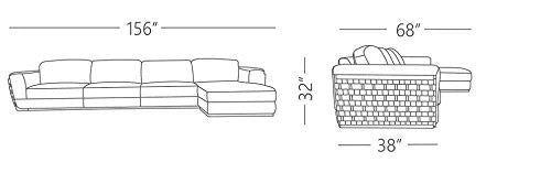 L Shape Sofa Set:- Kinley Sleeper Sectional Leatherette Sofa Set (Brown)
