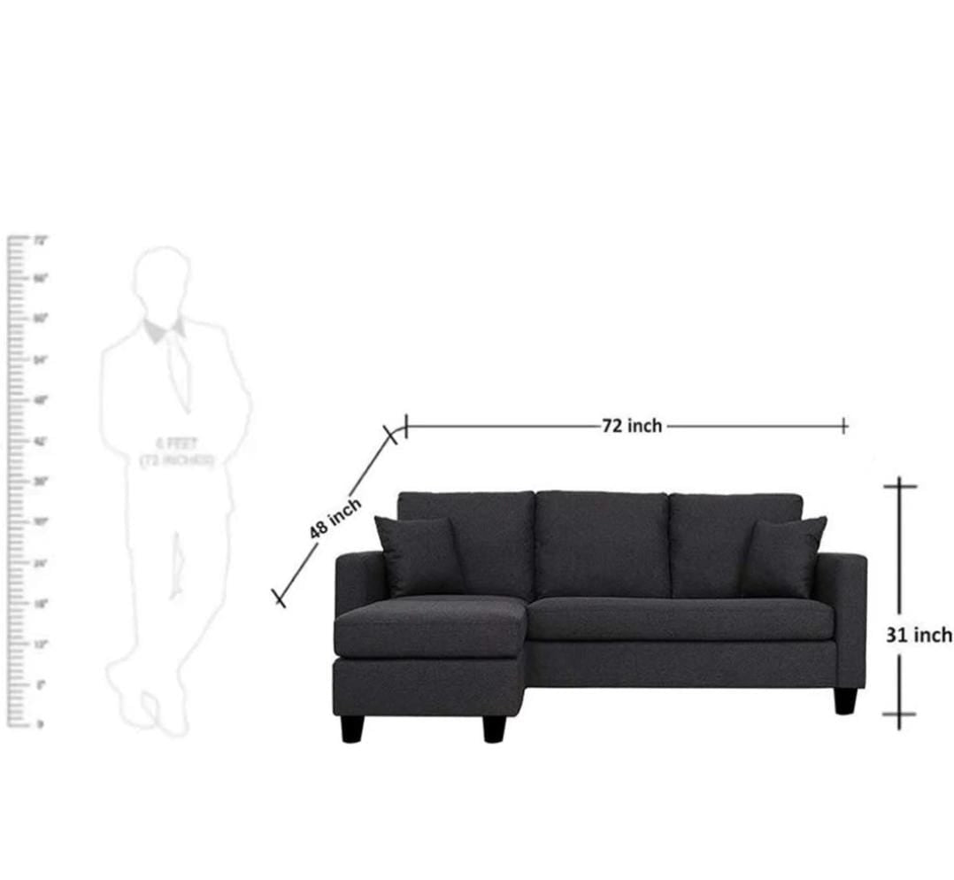 L Shape Sofa Set L Shape Couch for Small Apartment Grey