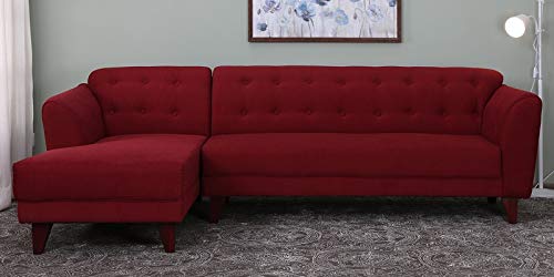 L Shape Sofa Set Lessee  Fabric Sofa Set with Lounger  (Garnet Red)