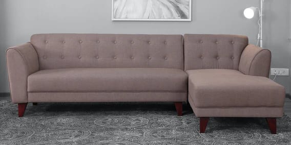 L Shape Sofa Set:- Lessee Fabric Sofa Set with Lounger (Garnet Red)