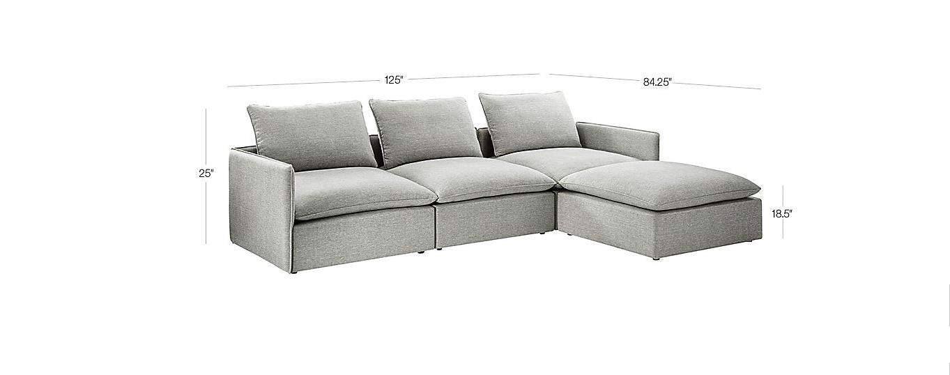 L Shape Sofa Set:- Linen 4-Piece Fabric Sofa Set  (Grey)