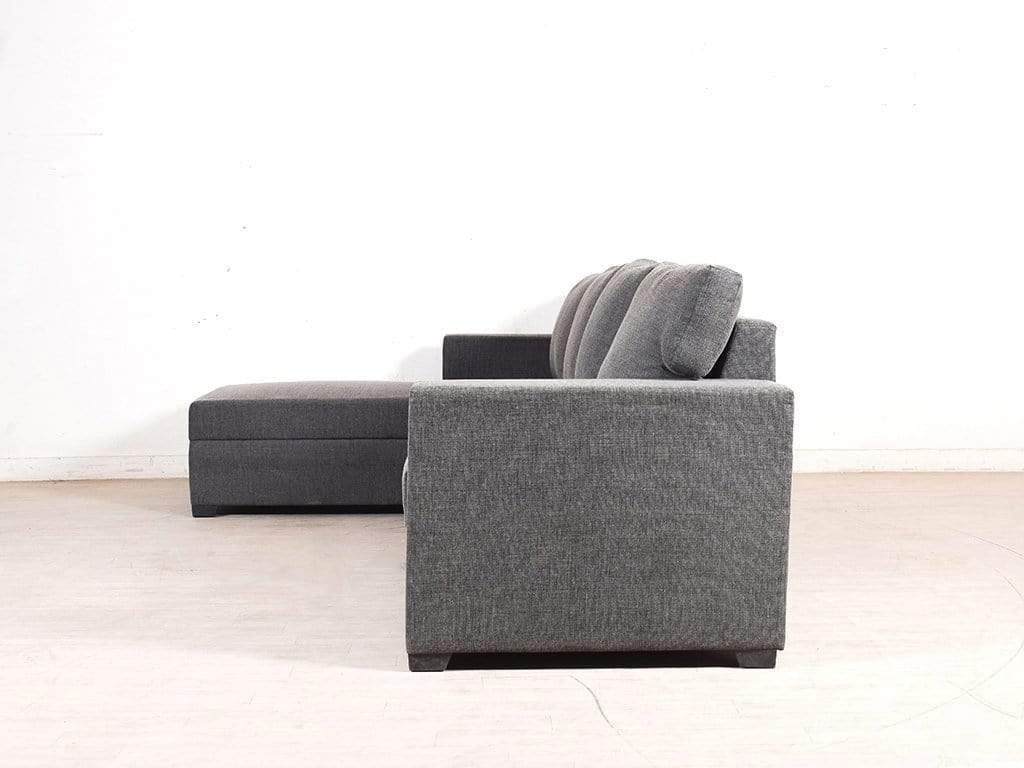 L Shape Sofa Set:- Lounger Fabric Sofa Set (Grey)