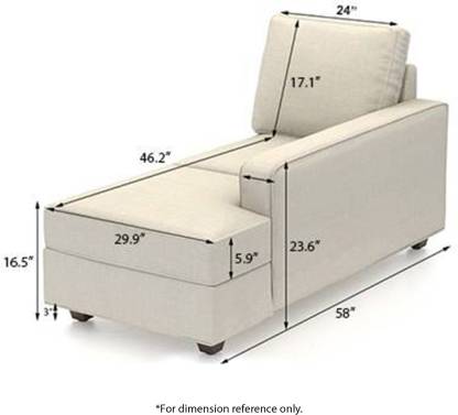 L Shape Sofa Set:- Lounger Vapour Fabric Sofa Set + Ottoman (Grey)