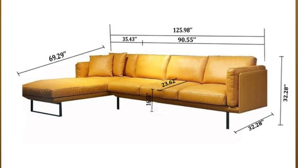 L Shape Sofa Set Luxury Modern Sectional Leatherette Sofa Set (Yellow)
