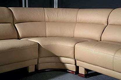 L Shape Sofa Set Luxury Modular Sectional Hardwood Leatherette Sofa Set (Beige & Grey)