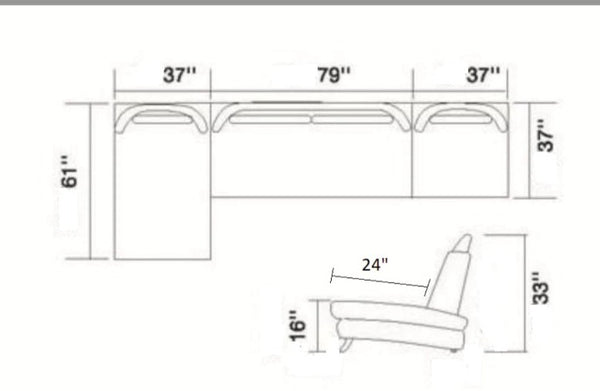L Shape Sofa Set Luxury Sectional Fabric Sofa Set (Grey)