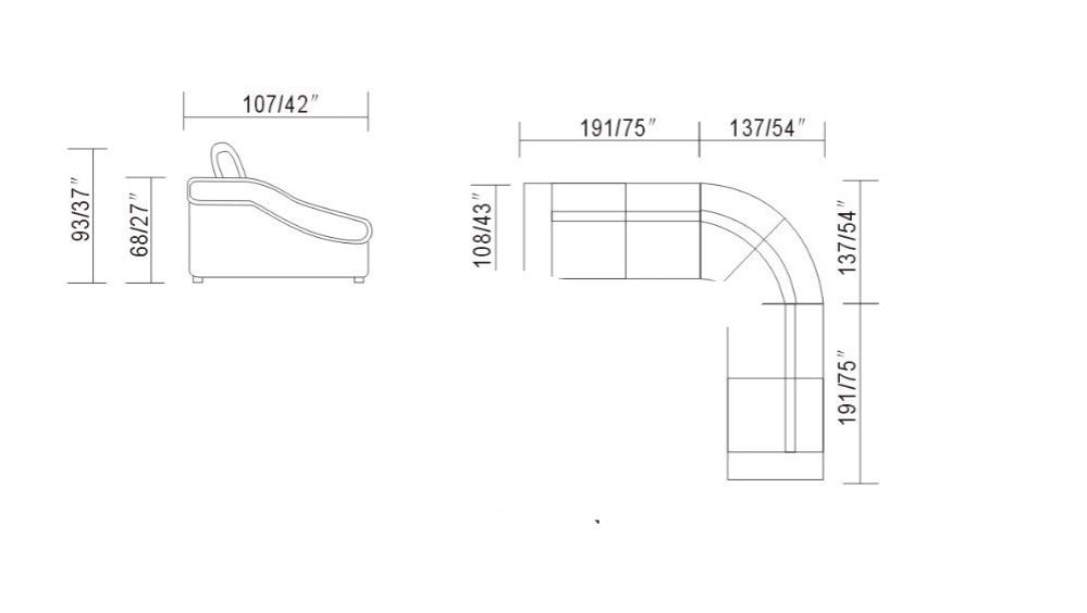L Shape Sofa Set:- Melody Modern Bonded Sectional Leatherette Sofa Set (White)