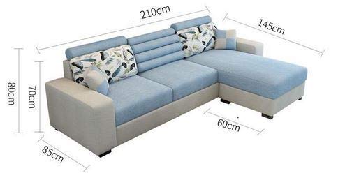 L Shape Sofa Set Modern Hardwood Fabric Sofa Set (Cream & Grey)