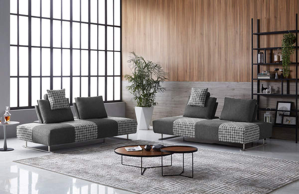 L Shape Sofa Set:- Modern Sectional Fabric Sofa Set, (Grey)